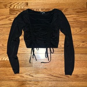 Black ruched crop top